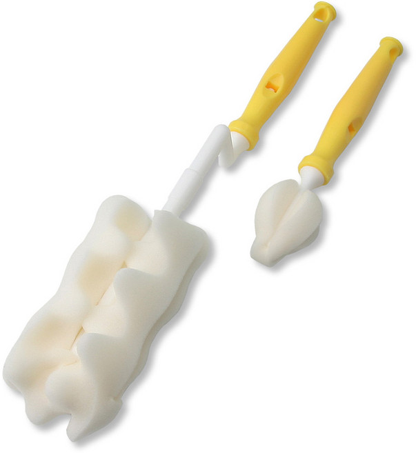 베이비베어 국내 제조 엠보 젖병솔 + 젖꼭지솔 세트, 옐로우, 1세트