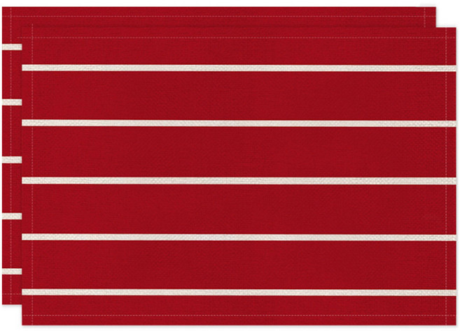 알로데 라인 체크 크리스마스 테이블 매트, 14 레드줄무늬, 2개, 30 x 45 cm