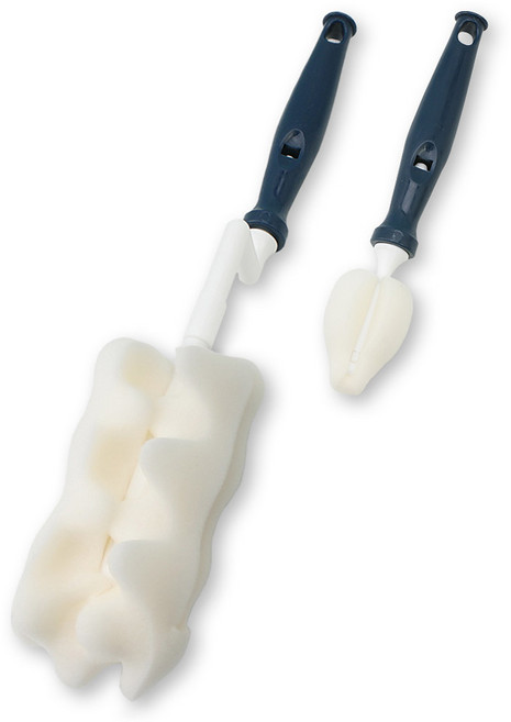 베이비베어 국내 제조 엠보 젖병솔 + 젖꼭지솔 세트, 네이비, 1세트