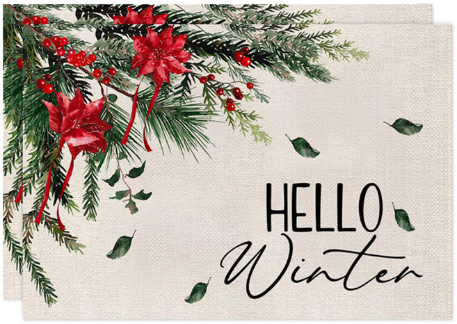 알로데 라인 체크 크리스마스 테이블 매트, 13 헬로우, 2개, 30 x 45 cm