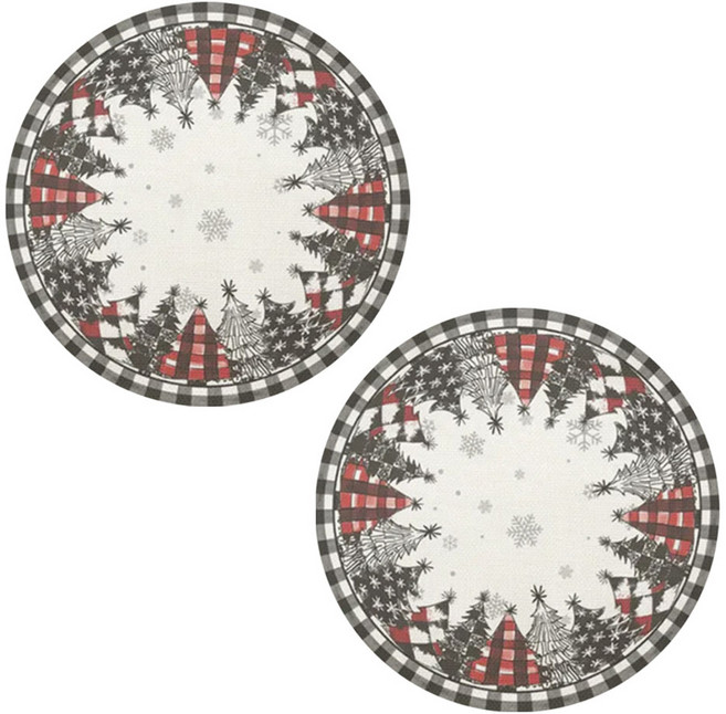 알로데 라운드 리스 크리스마스 테이블 매트, 18 트리눈송이, 2개, 38 x 38 cm