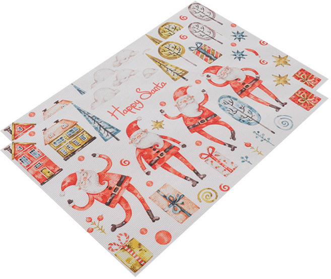 알로데 크리스마스 플레이팅 테이블 매트, 04 그림산타, 2개, 43 x 30 cm
