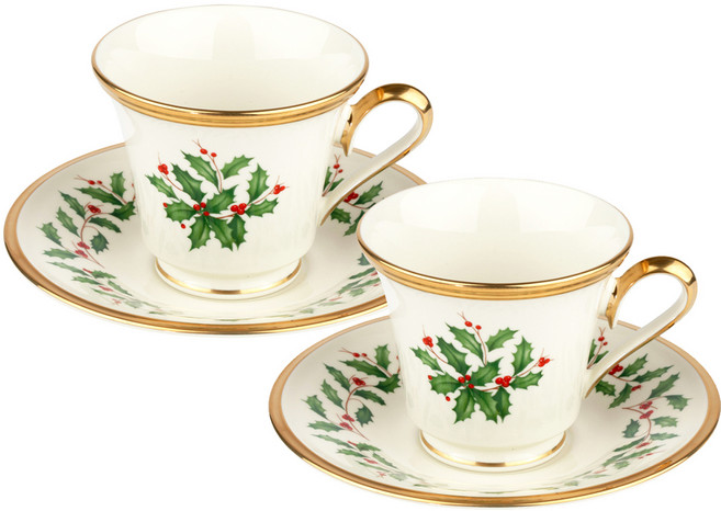 레녹스 홀리데이 커피잔 + 소서 세트, 2개