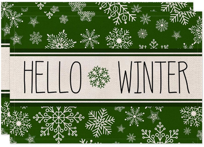 알로데 야외 캠핑 크리스마스 테이블 매트, 04 그레이헬로우, 2개, 30 x 45 cm