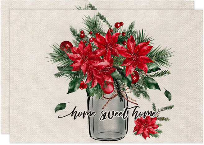 알로데 라인 체크 크리스마스 테이블 매트, 16 유리화병, 2개, 30 x 45 cm