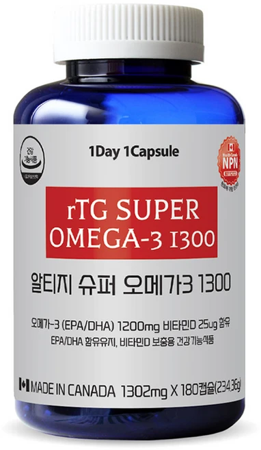 통라이프 rTG 슈퍼 알티지 오메가3 1300 234.36g, 180정, 1개 - 쿠팡
