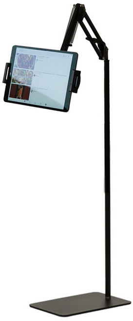 ROYCHE 碳鋼高度可調防滑墊蛇管站立式智慧型手機平板支架 170cm RSH-200, 黑色, 1個