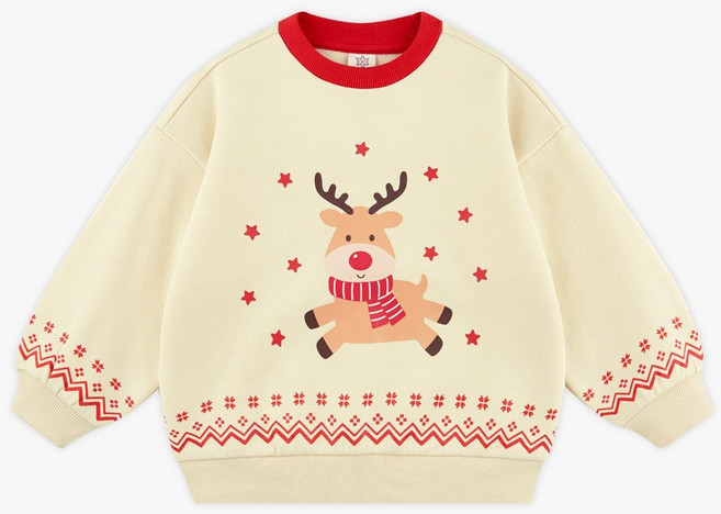 월튼키즈 아동용 하이 루돌프 기모 티셔츠