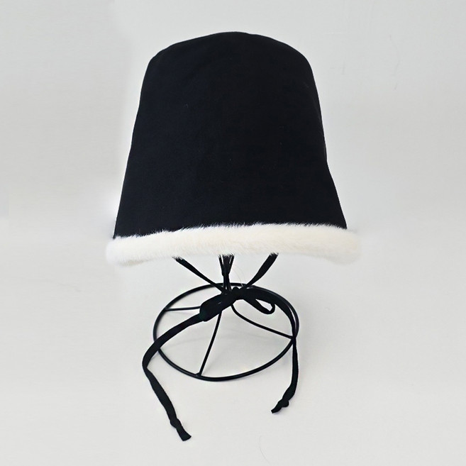 한스모자 여성용 무스탕 보넷 겨울 스웨이드 끈달린 방한 버킷햇