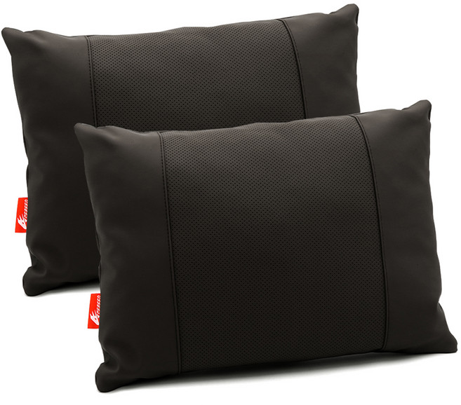 에이스피드 S급 가죽시리즈 차량용 허리쿠션, 블랙, 2개