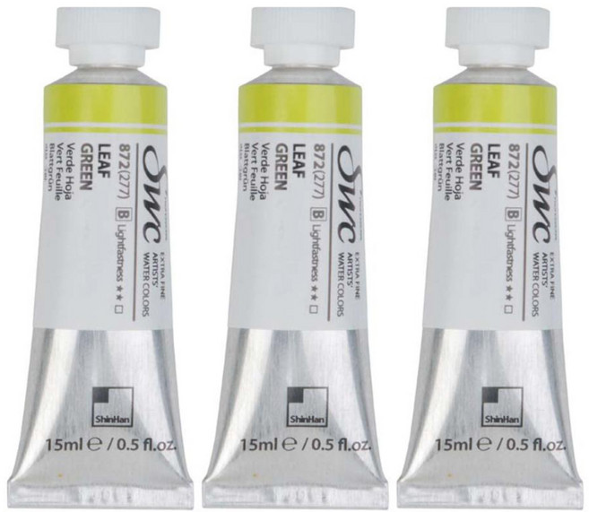 신한화구 전문가 수채화물감 SWC 튜브 B시리즈 872 리프 그린 3p, 15ml, 1색
