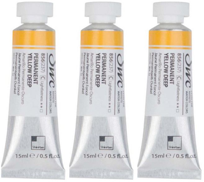 신한화구 전문가 수채화물감 SWC 튜브 C시리즈 856 퍼머넌트 옐로 딥 3p, 15ml, 1색