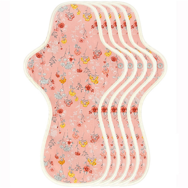 이채 플라워 날개형 면생리대 핑크플로라, 5개, 1개입, 중형