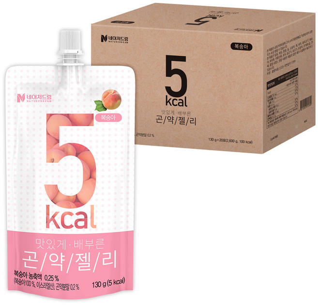 네이처드림 맛있게 배부른 5칼로리 곤약젤리 복숭아, 130g, 20개