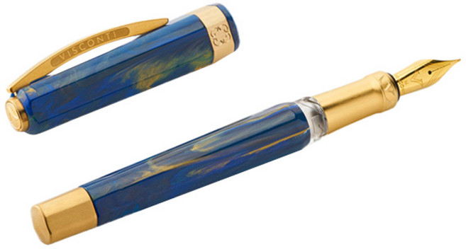 비스콘티 오페라 골드 만년필, M, 블루