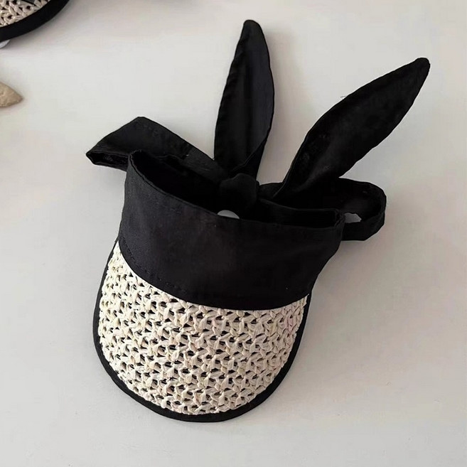 코코스튜디오 반려동물 코코 햇빛 차단 선캡 리본 모자, 블랙, 1개