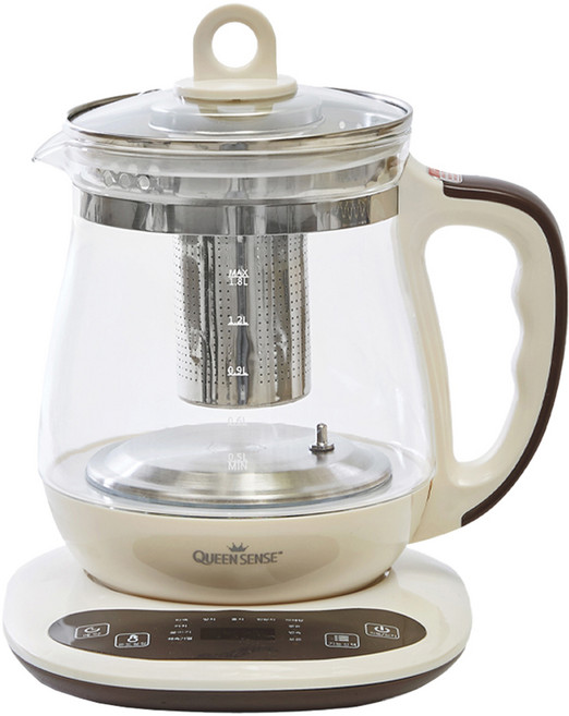 퀸센스 글라스 전기 티포트 아이보리 1.8L, QSKT-3000