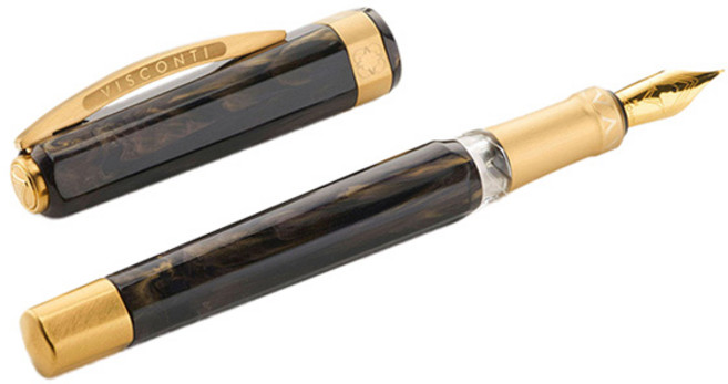 비스콘티 오페라 골드 만년필, M, 블랙