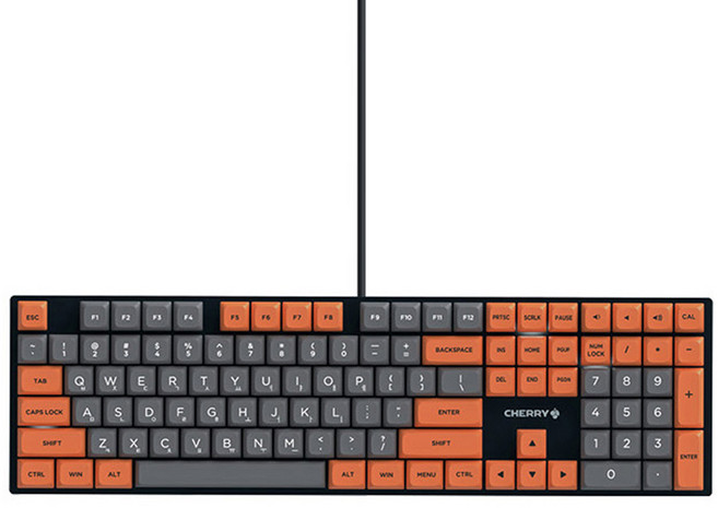 CHERRY 全潤滑機械式鍵盤, 靜音紅軸, 橘色 + 灰色, KC200 MX 2A
