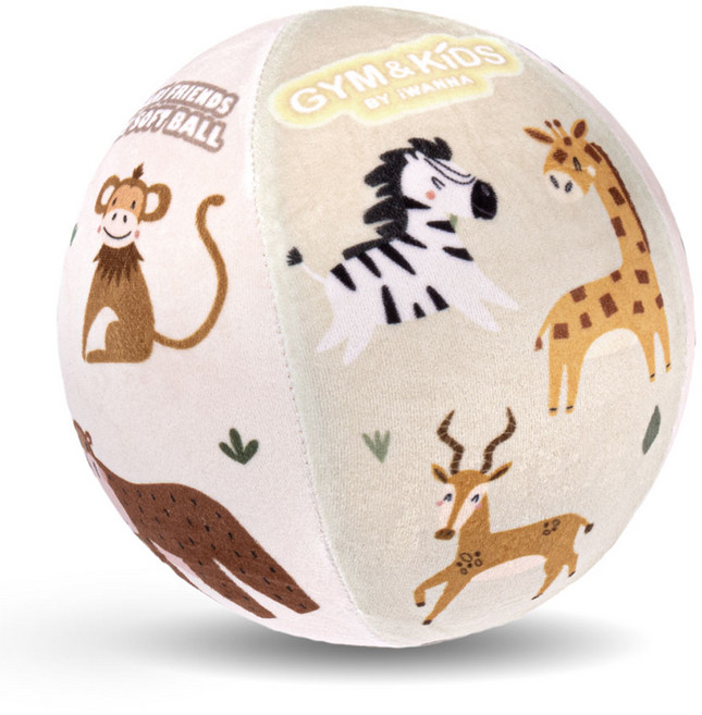 아이워너 짐앤키즈 무소음 패브릭 소프트볼, 사파리 친구들, 1개