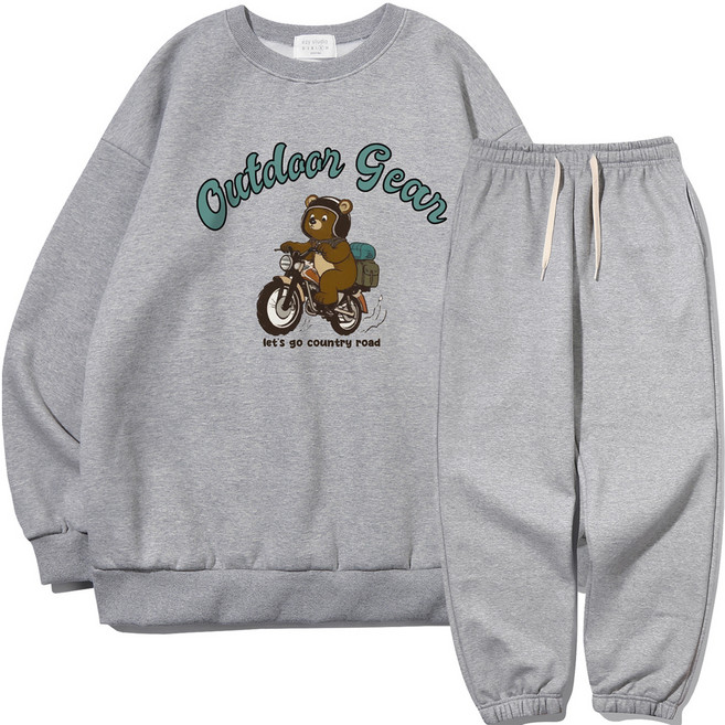 이지스튜디오 아웃도어 더블 맨투맨 + 오버핏 트레이닝 팬츠 세트