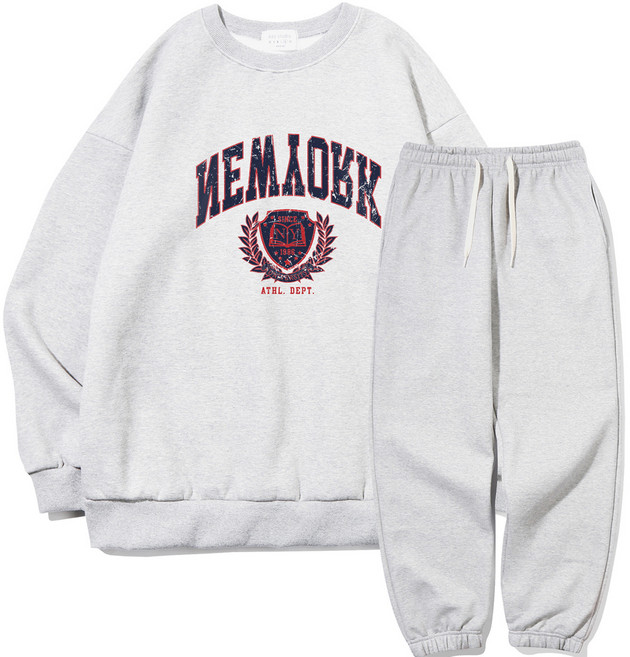 이지스튜디오 아더뉴욕 더블 맨투맨 + 오버핏 트레이닝 팬츠 세트