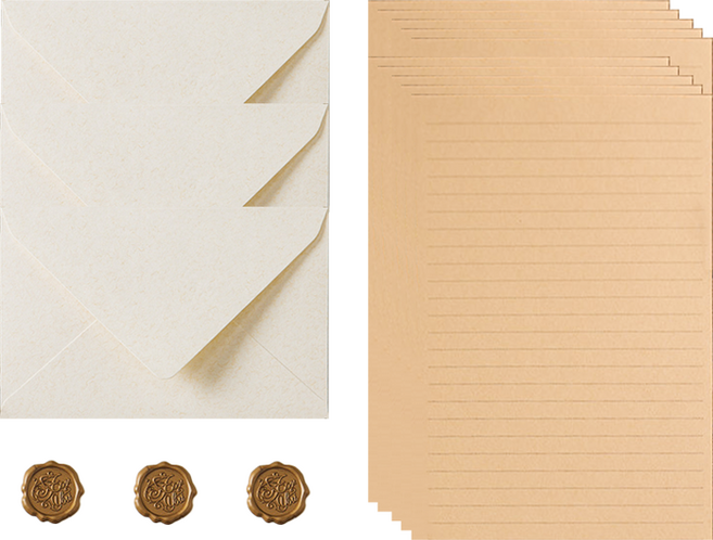 데일리조이 캐시미어 편지봉투 3p + 편지지 10p + 실링스티커 3p 세트, 베이지(편지봉투), 1세트