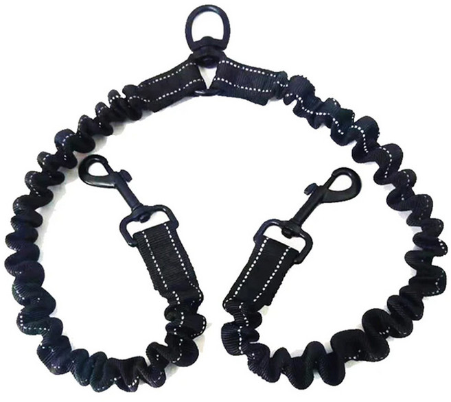 밍글펫 강아지 꼬임방지 고탄력 멀티 리드줄, 블랙, 1개