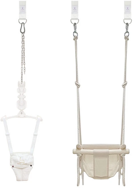 라라비 도어형 아기그네 + 점퍼루 스윙점퍼 포터블 도어형 풀세트, 마리화이트 + 아이보리, 1개 - 쿠팡