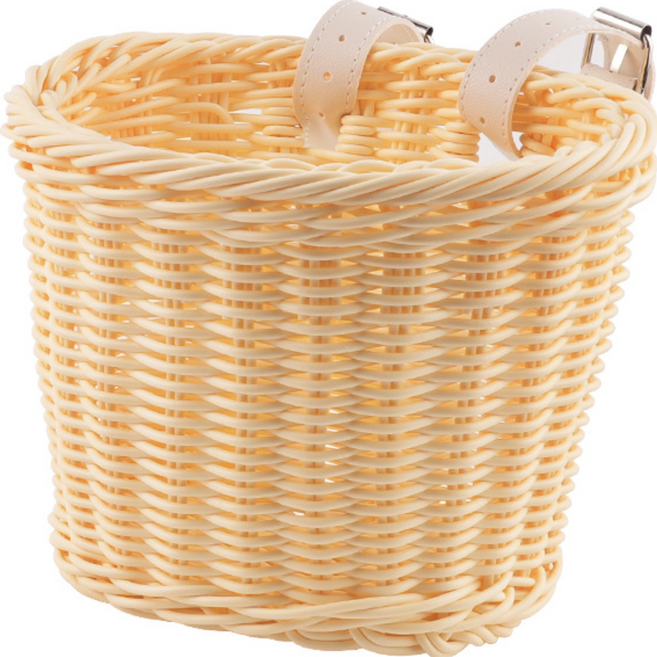 수수마마 자전거 라탄 핸들 바구니, 베이지, 1개