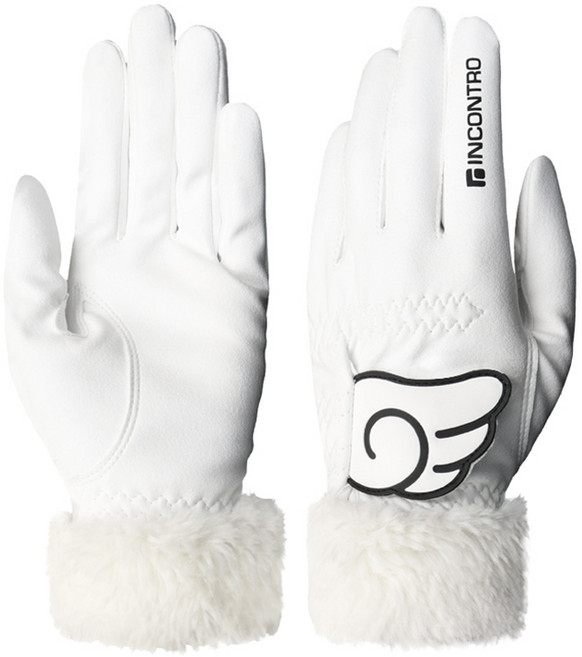 인콘트로 여성용 엔젤 컬러 겨울용 골프장갑 양손용, 소프트화이트, 1개