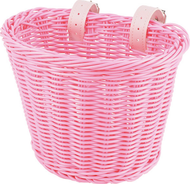 수수마마 자전거 라탄 핸들 바구니, 핑크, 1개