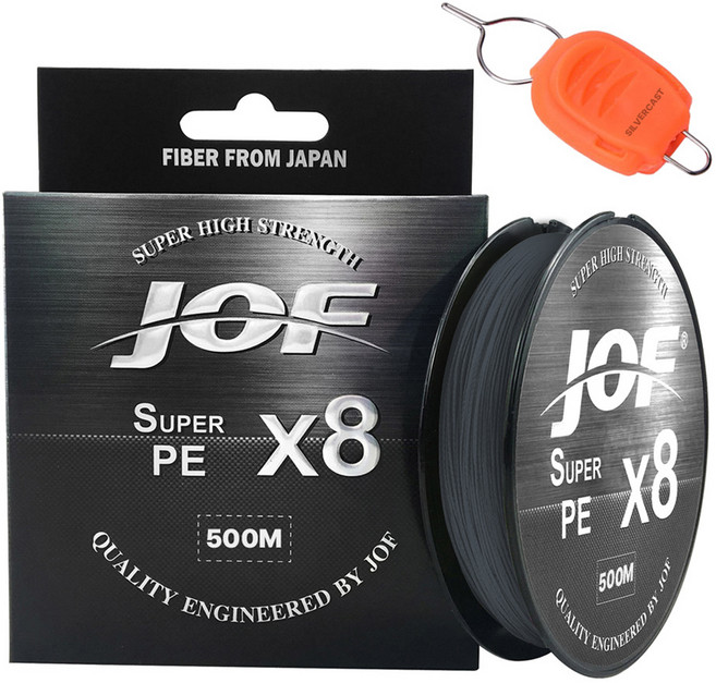 JOF SUPER PE 8합사 낚시줄 500m+실버캐스트 라인스토퍼, 그레이+랜덤발송(스토퍼), 1세트