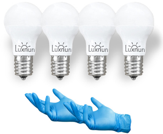 룩스누리 크립톤 미니 안정기 내장형 간접 장식조명 E17 4W 4p + 니트릴 장갑 2p 세트, 주광색, 1세트