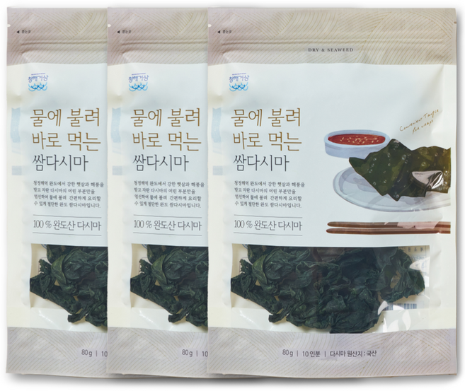 청해거상 물에불려 바로먹는 완도 쌈다시마, 80g, 3개