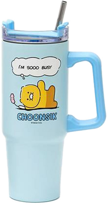 춘식이 카툰 대용량 텀블러, 블루, 1개, 887ml