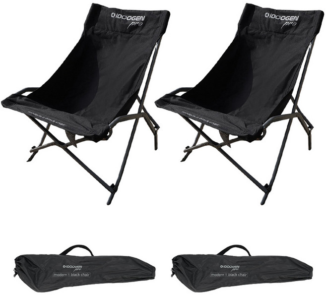 아이두젠 모던 캠핑 낚시 허그 체어 + 보관가방, 블랙, 2세트