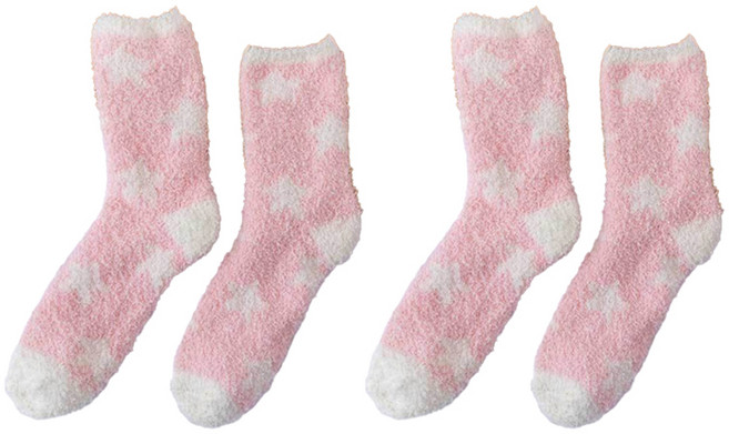 데이소이 여성용 스타 디자인 따뜻한 겨울 수면 양말 2켤레 세트