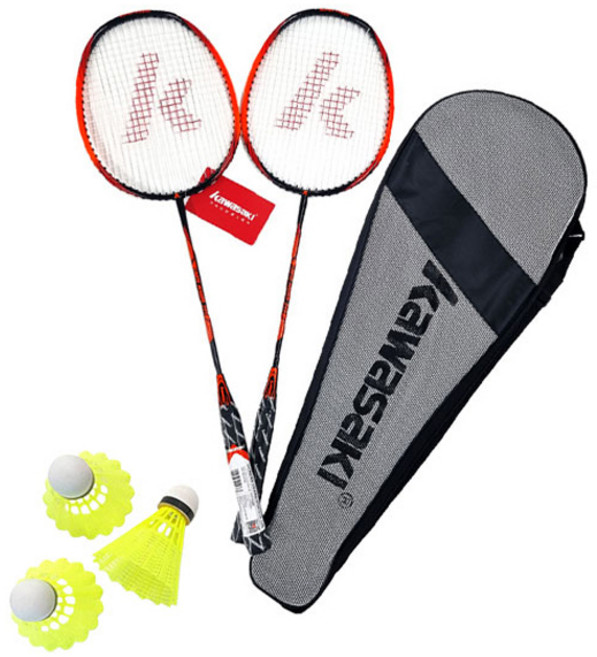 가와사키 UNIT POWER 250 일체형 배드민턴 라켓 세트, 1세트