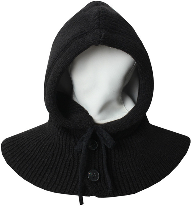 린다샵 모이토 투버튼 니트 후드워머 cpacc424k3a, 블랙, 1개