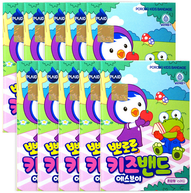 플레이드 아동용 영케미칼 뽀로로 키즈밴드 에스브이 혼합형, 16개입, 10개