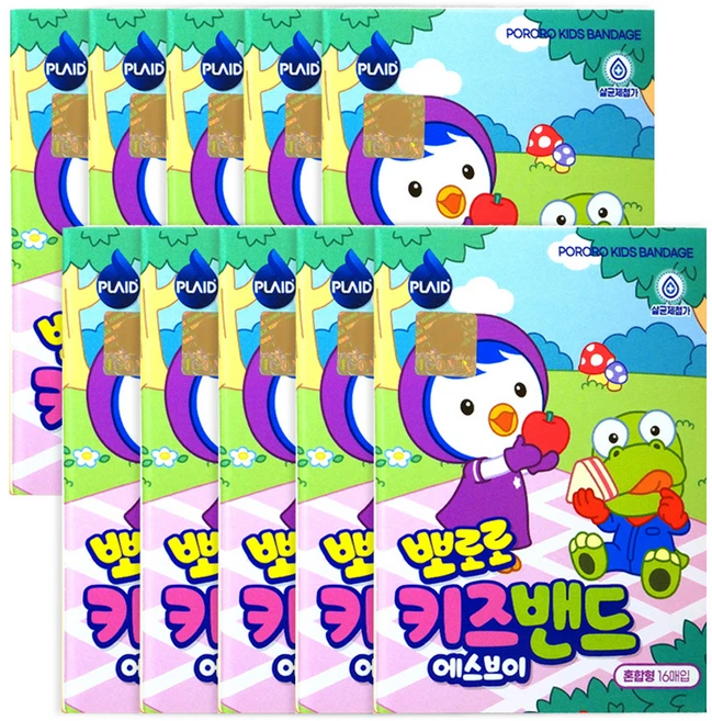 플레이드 아동용 영케미칼 뽀로로 키즈밴드 에스브이 혼합형, 16개입, 10개 - 쿠팡