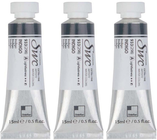 신한화구 전문가 수채화물감 SWC 튜브 A시리즈 933 인디고 3p, 15ml, 1색