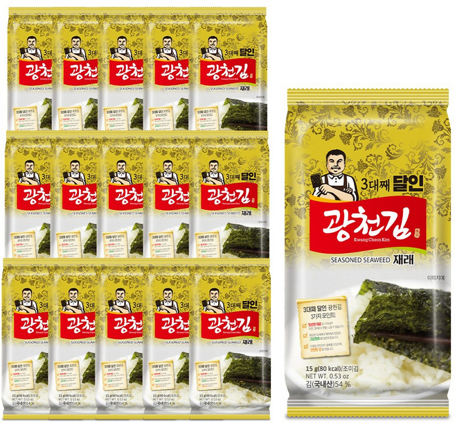 광천김 3대째 달인 재래 식탁김, 15g, 16개