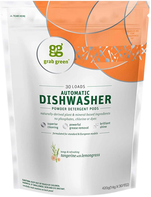 그랩그린 식기 세척기 세제 탠저린 위드 레몬글라스 30p, 420g, 1개