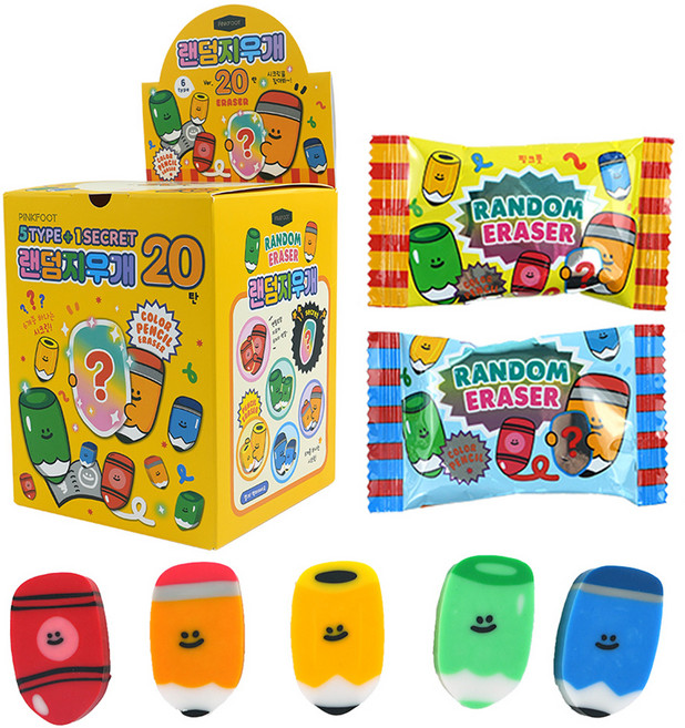 핑크풋 랜덤 지우개 20탄 60p 세트, 랜덤발송, 1세트