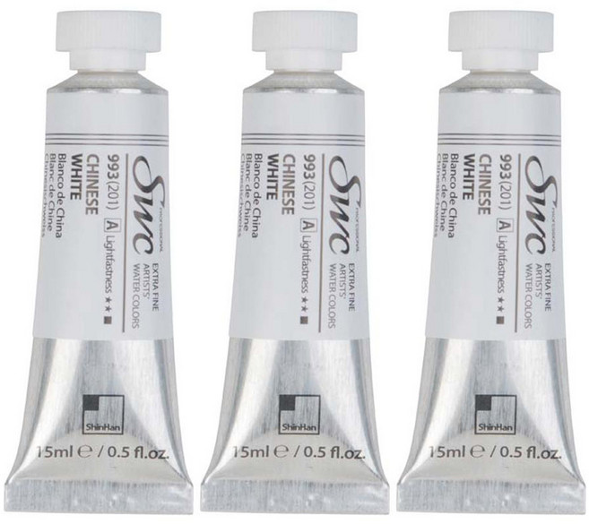 신한화구 전문가 수채화물감 SWC 튜브 A시리즈 993 차이니스 화이트 3p, 15ml, 1색