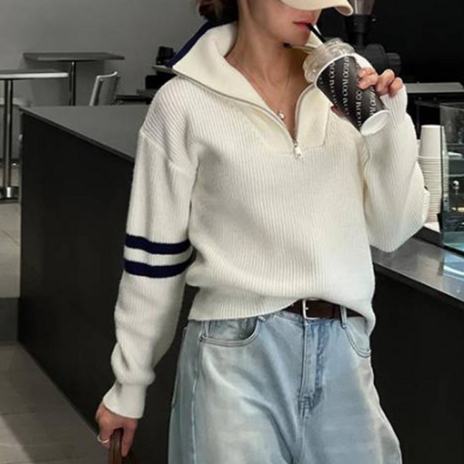 난닝구 여성용 펠쿠트 반집업 니트