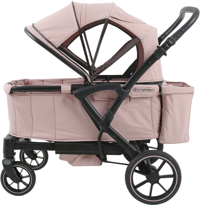폼포라 플렉시블 플레런 F2 프리미엄 1인용 유모차형 접이식 유아웨건, 머드핑크