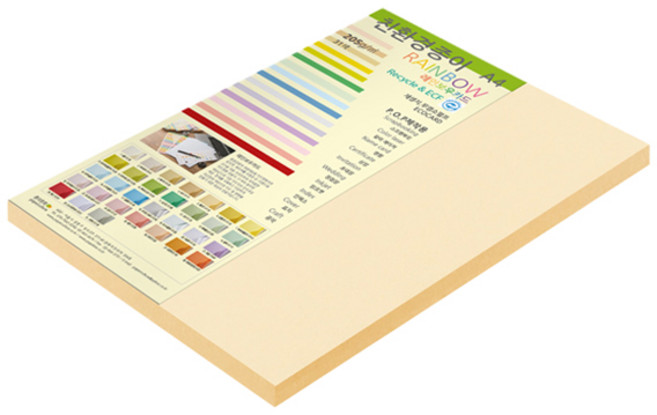 종이문화 레인보우카드 두꺼운 양면카드지 205g 02 아이보리, A4, 25개